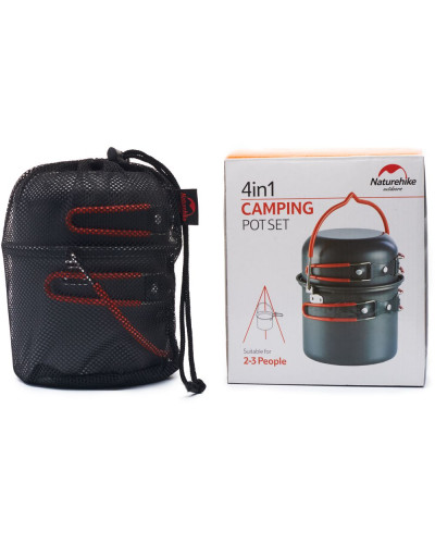 Набір посуду для кемпінга 4 од. Naturehike NH18T018-G, алюміній