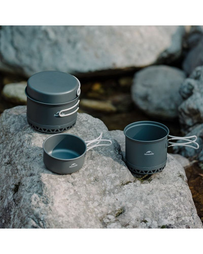 Набір посуду для кемпінгу 2 од. Naturehike CNK2300CJ0002, 1,2 л, алюміній